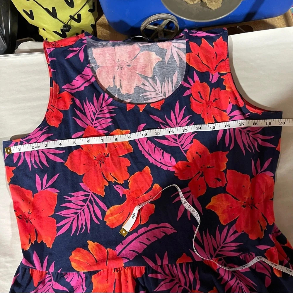 LANDS’ END ~ Hawaiian Beachy Floral Sleeveless Tiered Maxi Dress Modal - Picture 7 of 11